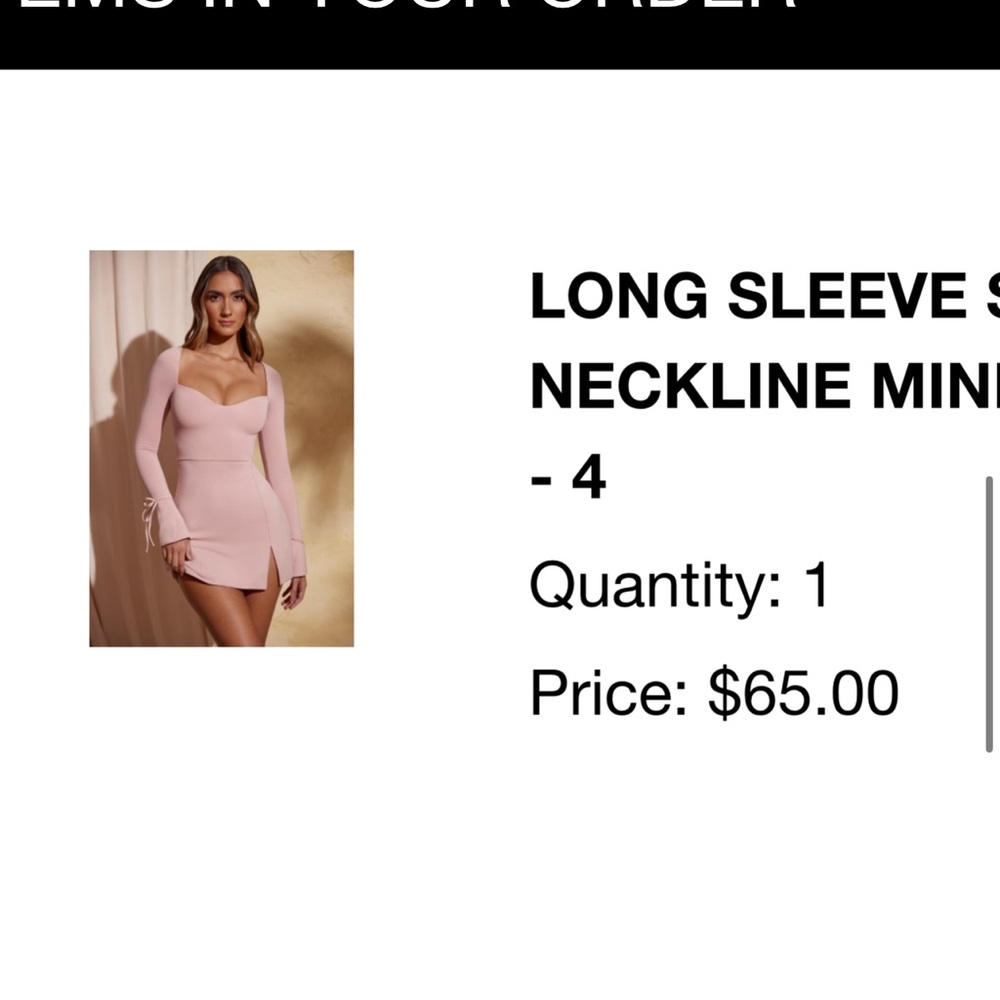 Long sleeve sweetheart neckline mini dress in pink